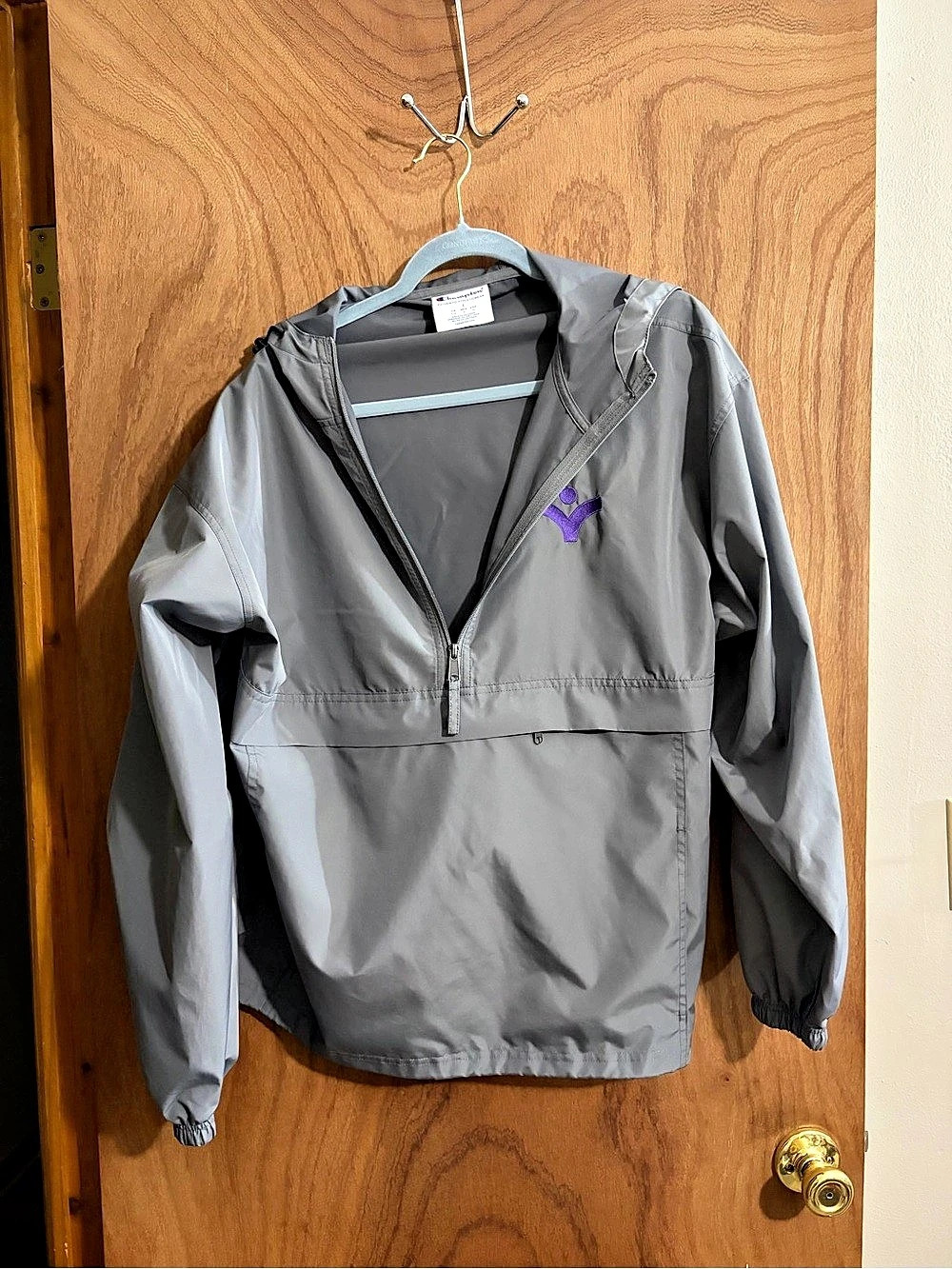 Champion Adult Packable Anorak 1/4 Zip Jacket Gray Large
